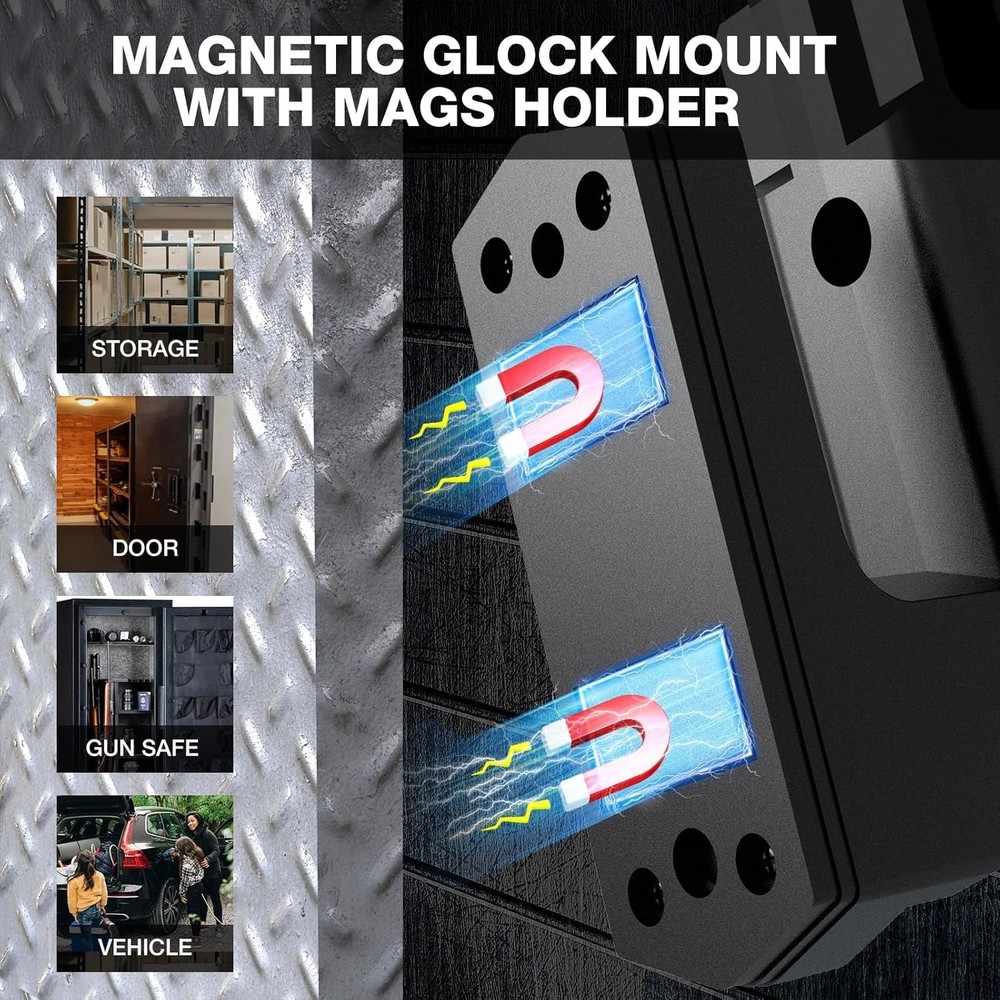 Versatile Low Profile Glock Gun Mount with Mag Holder – Secure Storage Solution