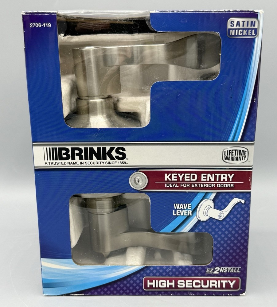 Brink's 2706-119 High Security Keyed Entry Wave Lever Satin Nickel