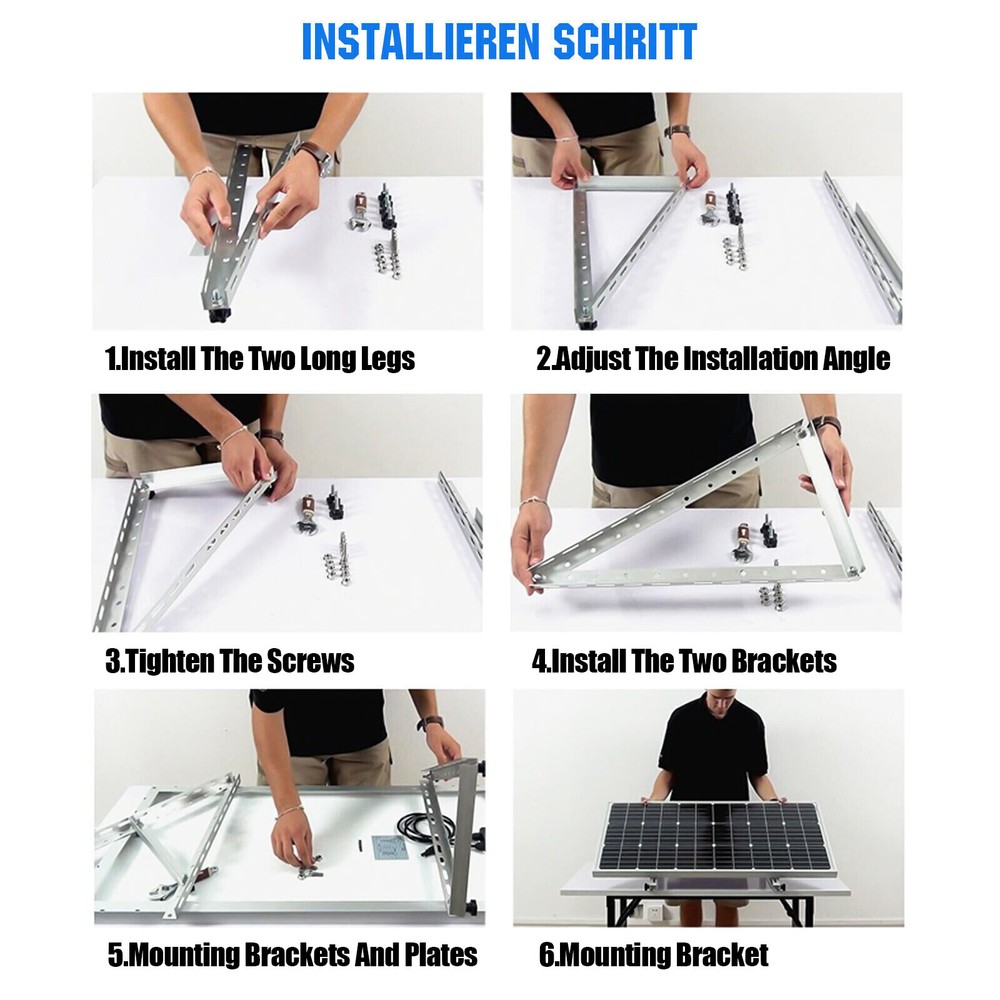2 Set Solar Panel RV Tilt Mount（45in）Brackets Roof Flat Surface Adjustable Frame