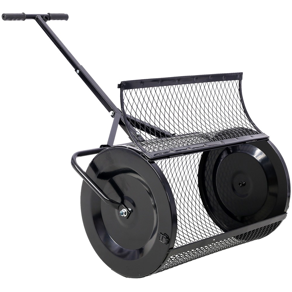 Peat Moss Spreader 24inch,Compost Spreader Metal Mesh,T shaped Handle