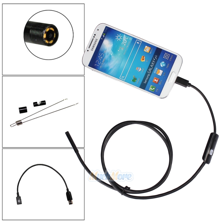 5.5mm Android Endoscope Waterproof Snake Borescope USB Inspection Camera 8 LED