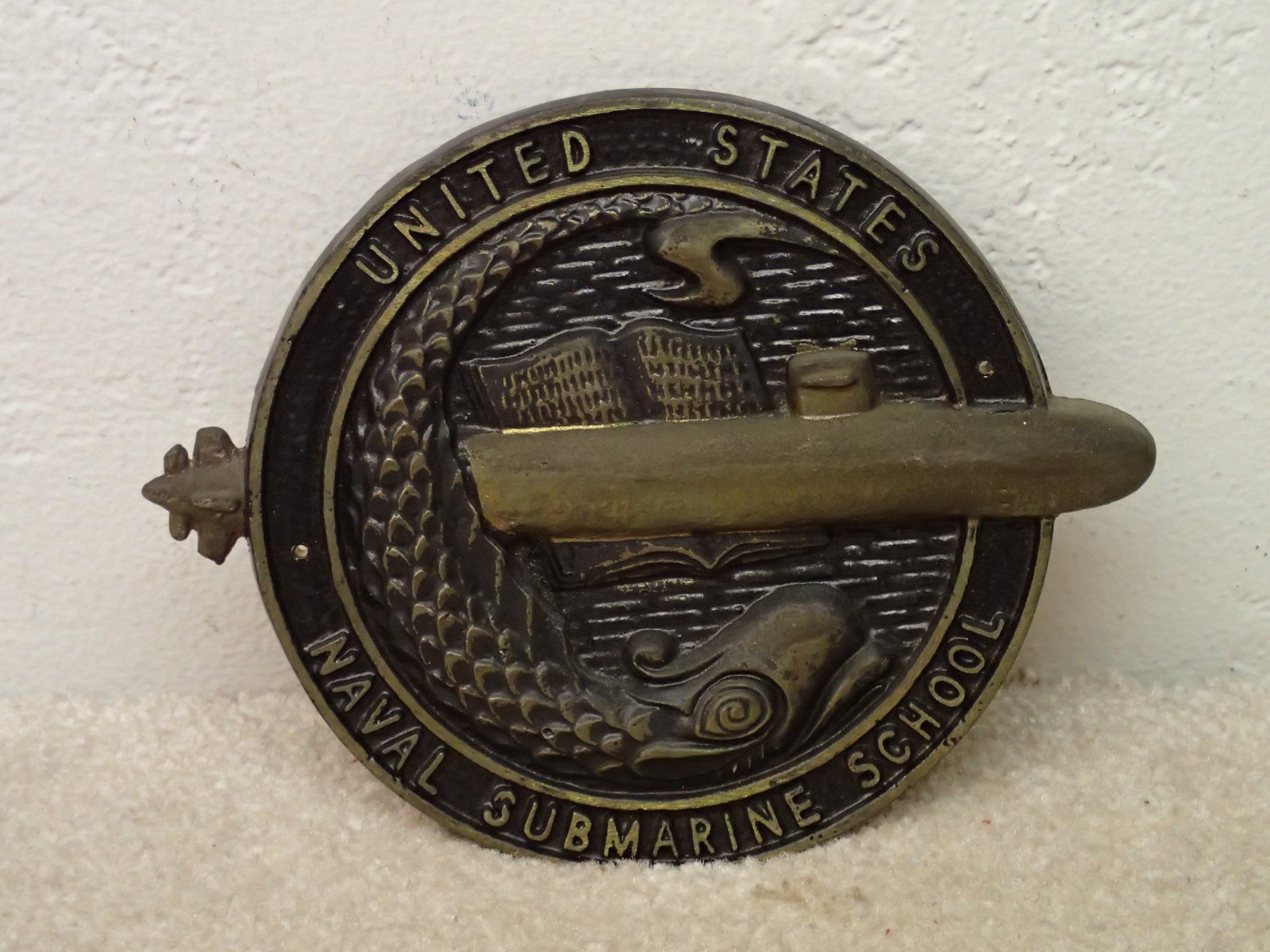 Vintage US Navy Naval Submarine School Brass Plaque
