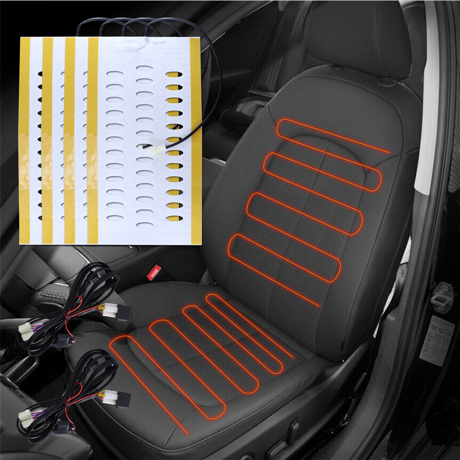 2 Seats Built-In Car Seat Heater Kit Fit 12V Alloy Wire Heating Pads 3 Levels