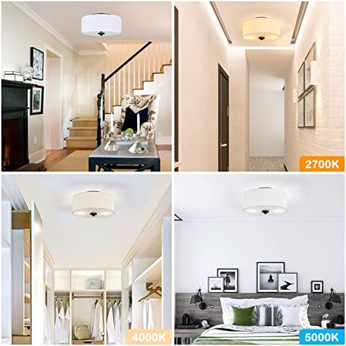 2-Light Flush Mount Ceiling Light Fixture, 12” Modern Close to Ceiling White