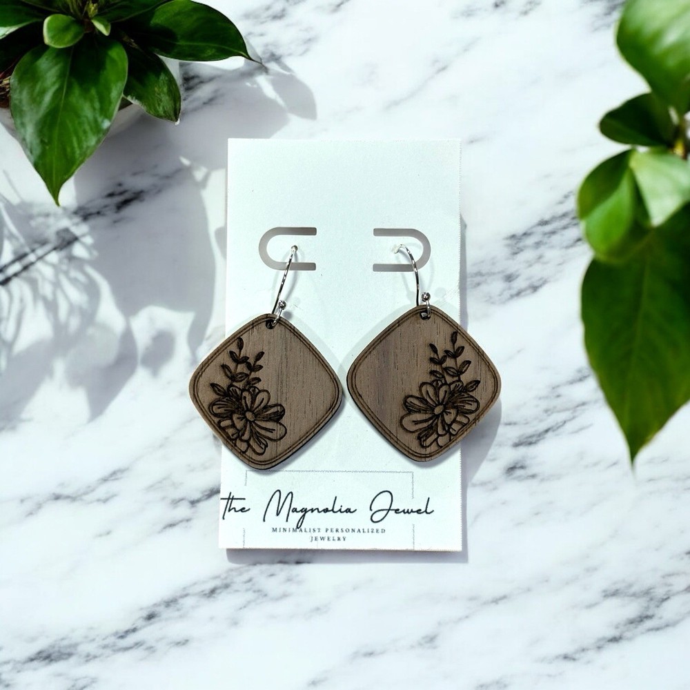 Handmade Wood Drop Earrings