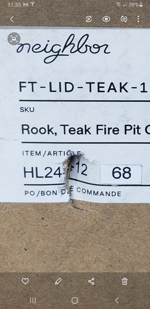 Rook, Teak Fire Pit Cover - Round