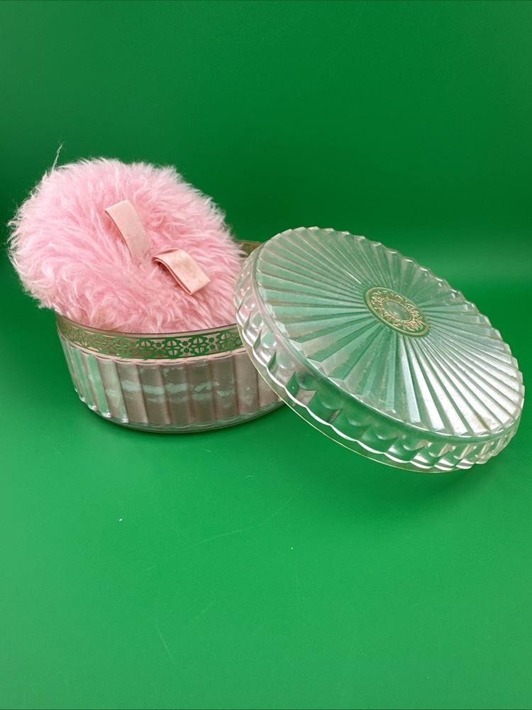 Vtg Clear Plastic Powder Box 1960s Acrylic