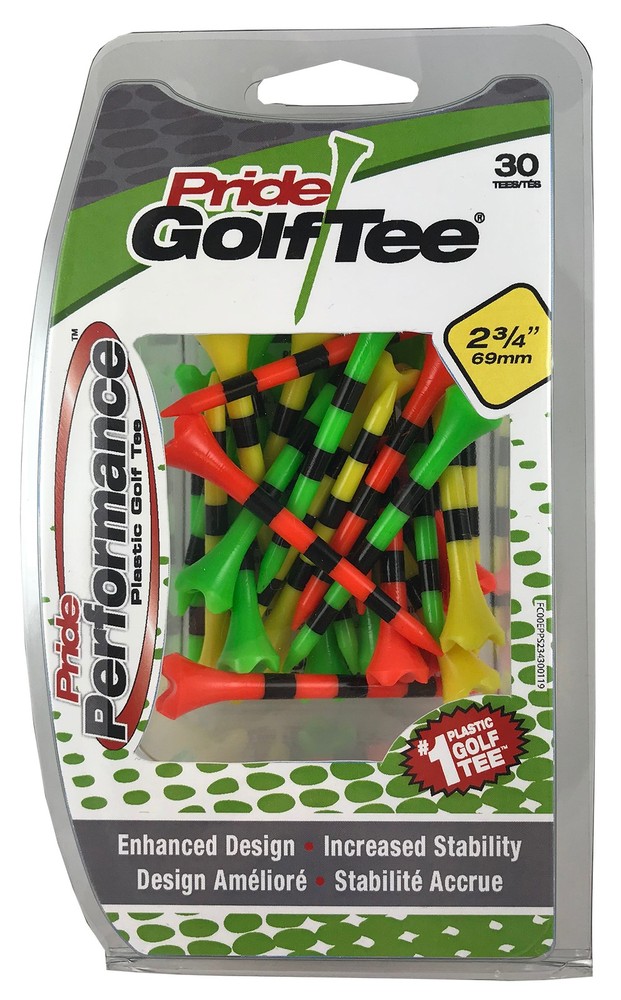 Pride Golf Evolution Striped 2 3/4" 30 Count Fruit Mix Golf Tees New