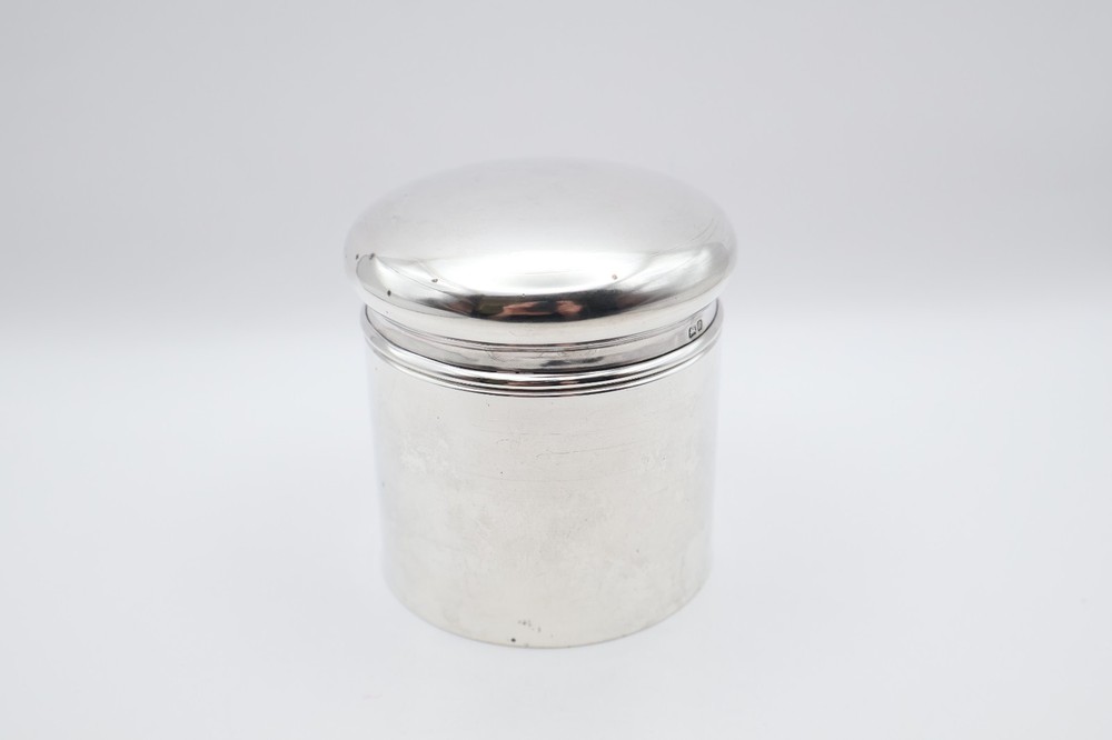 Antique Solid Silver Tea Caddy Jar Hallmarked Chester 1904