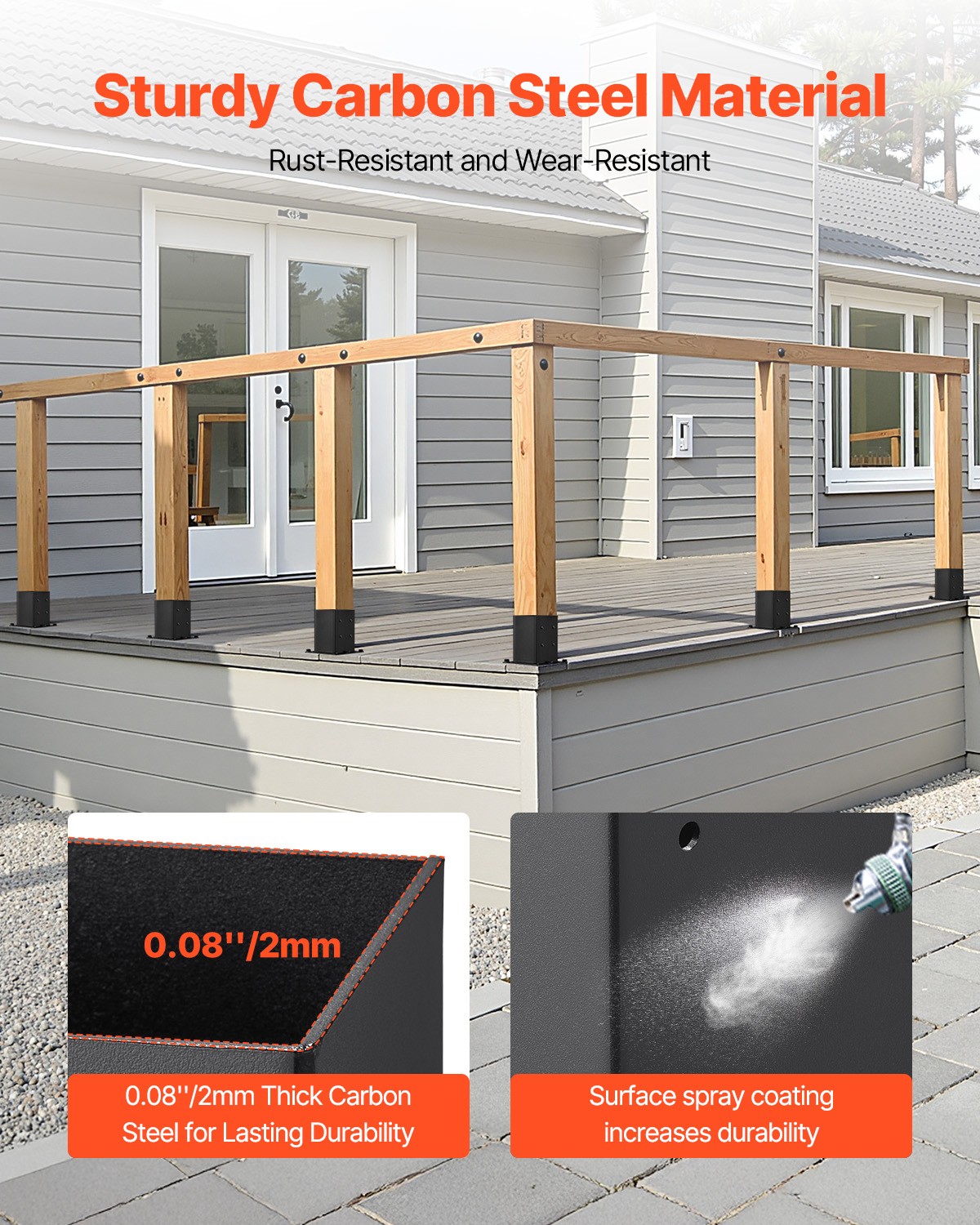 VEVOR 4 Pack 6x6 Post Base Brackets Inner Size 5.6x5.6 in Wood Fence Post Anchor