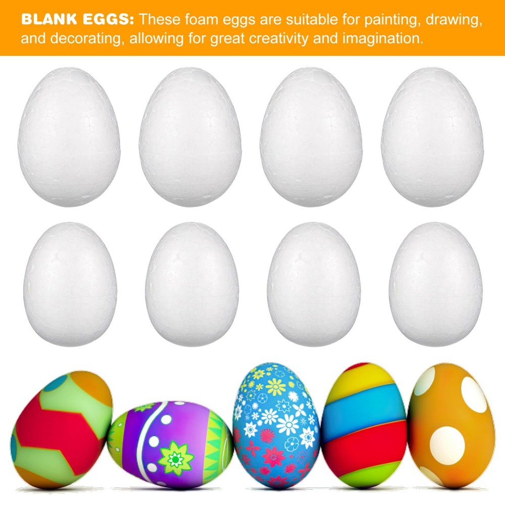 40 Pcs Foam Easter Eggs for Crafts - 6cm & 8cm Blank - Paintable Polystyrene ...