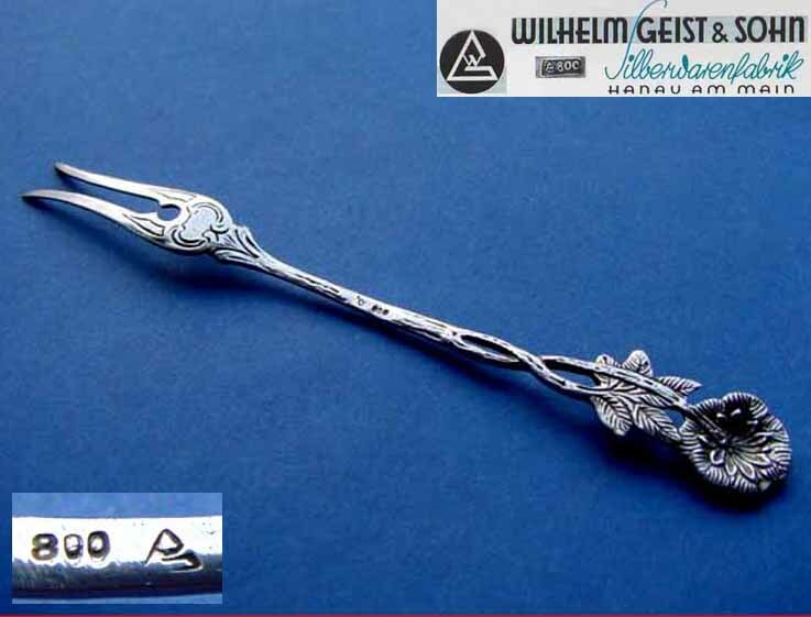 Serving Fork, Rose, Wilhelm Geist & Son, 800 Silver C59