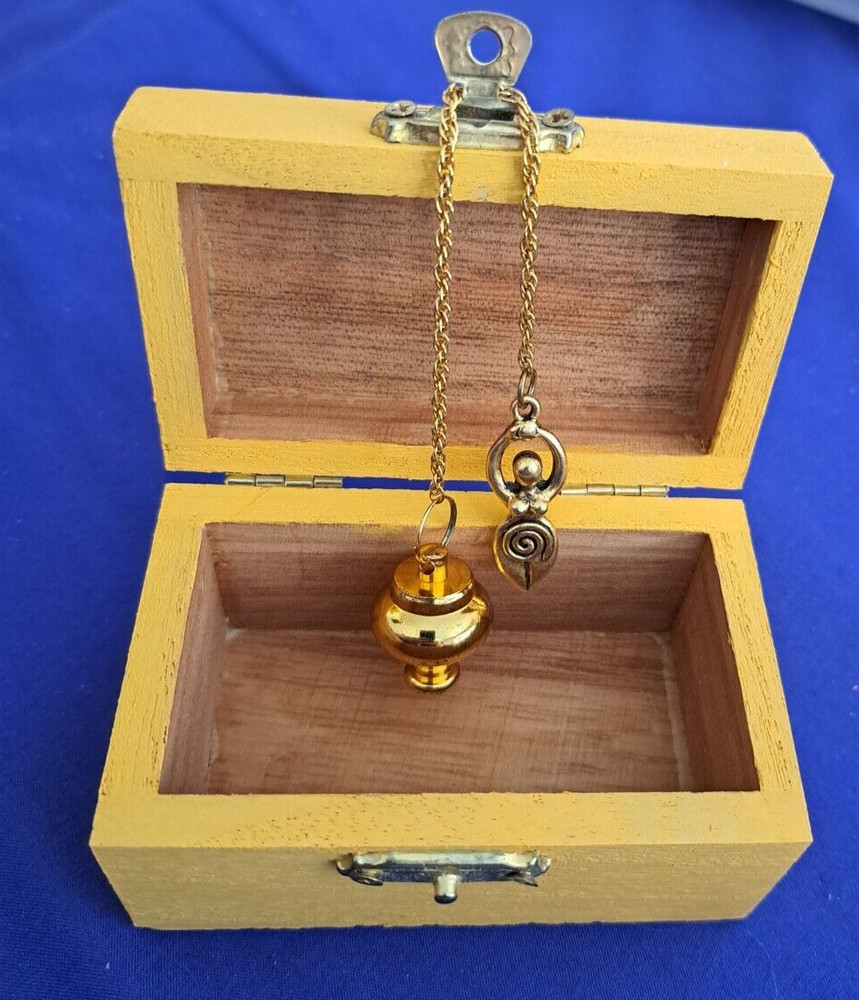 Hand painted Box with Pendulum Brass- Goddess Spiral