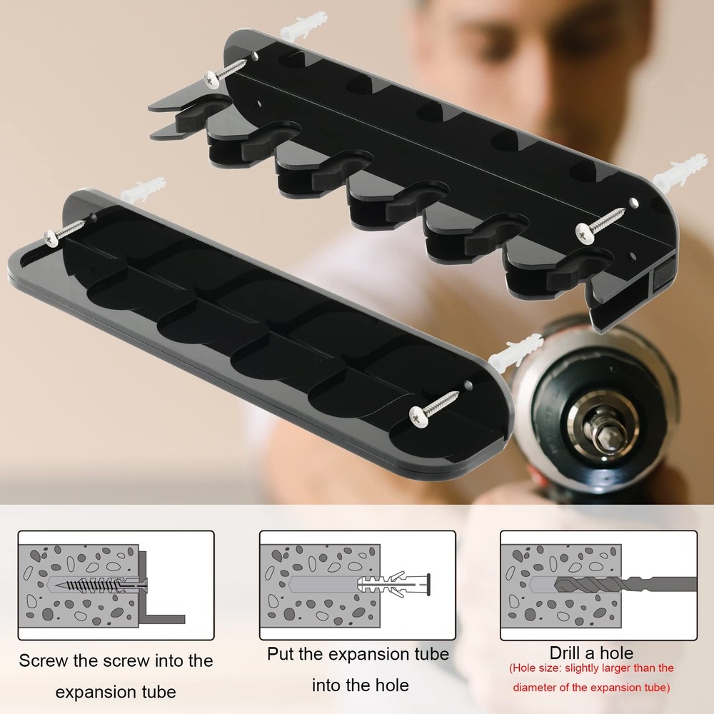 Cosmos Acrylic 2-Piece Billiard Cue Rack Wall Mount Solid Black