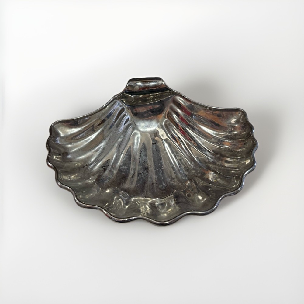 Art Deco 7" Silverplate Clam Shell Dish