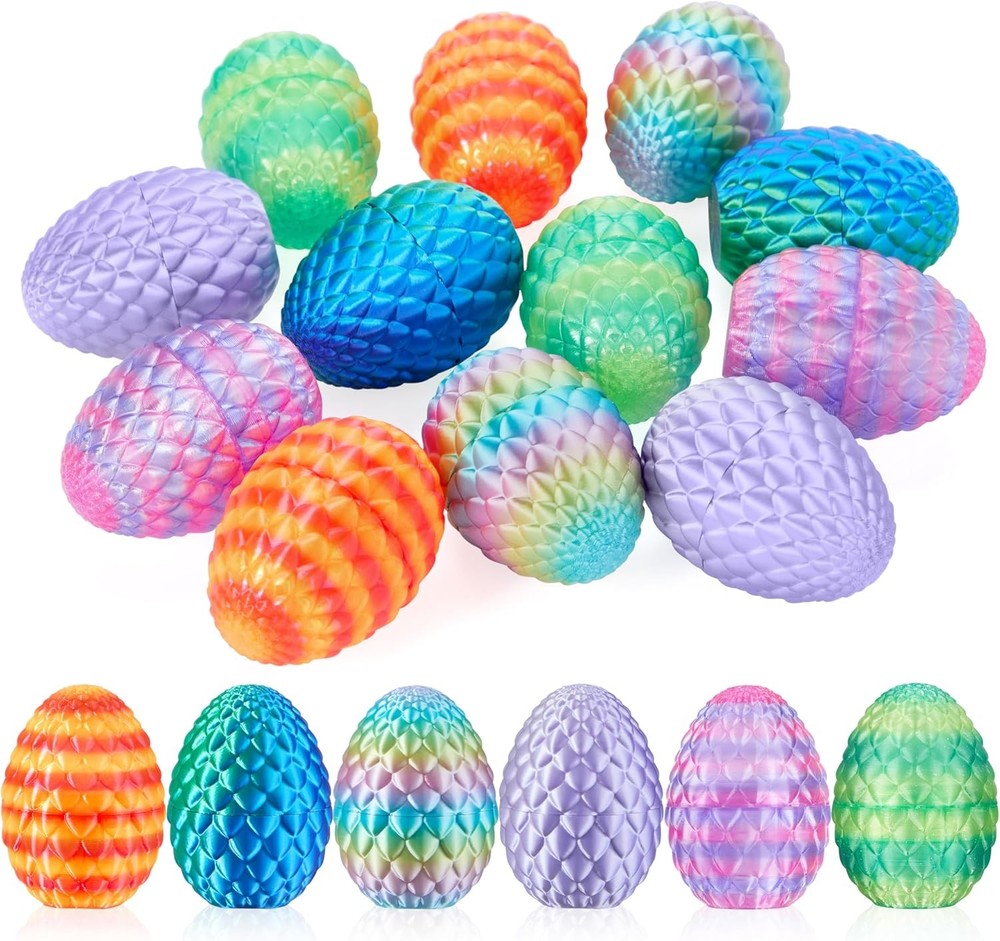 JOYIN 12 PCS Easter 3D Empty Eggs, 2.36" 3D Printed Dragon Empty Eggs Fillable E