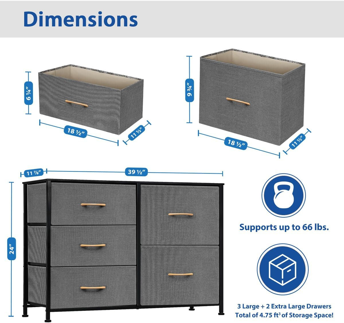 5 Drawer Dresser Storage Organizer Chest Tower Bedroom Living Room Closet