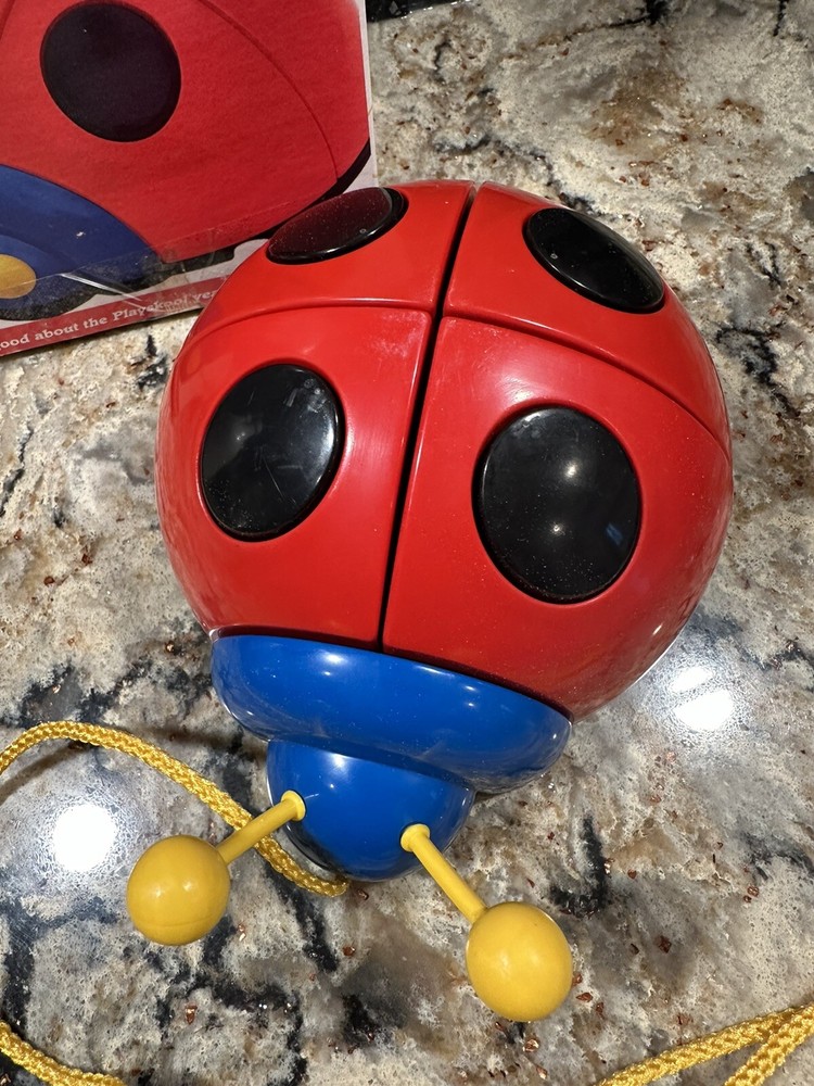 Vintage Playskool Toy 1987 Pull Along LADYBUG Puzzle With Original Box