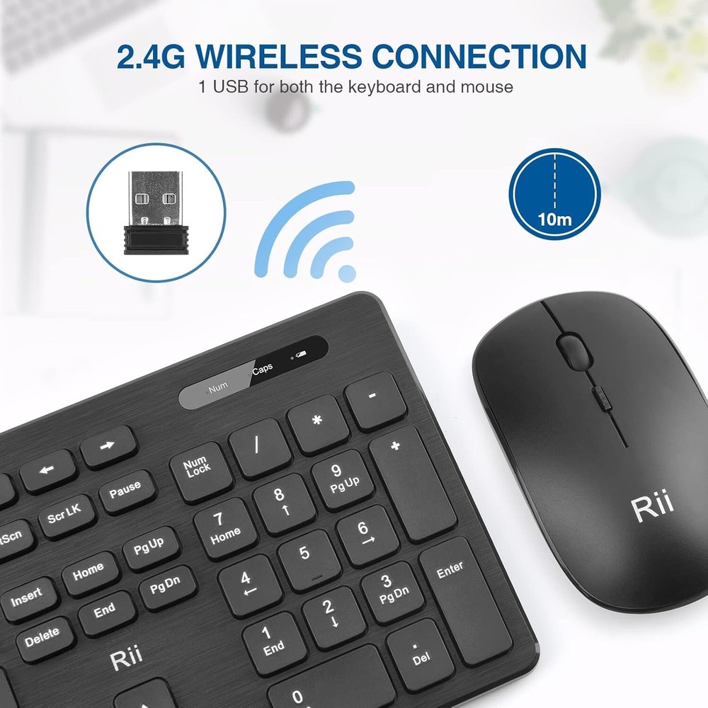 Combo Teclado y mouse Inalambricos para Windows, Android TV Box/Raspberry / PC