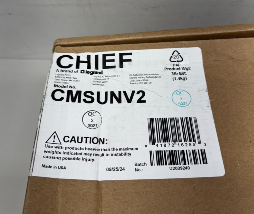 Chief CMSUNV2 AV Component Shelf, TAA Compliant, Silver, 2 x 2'