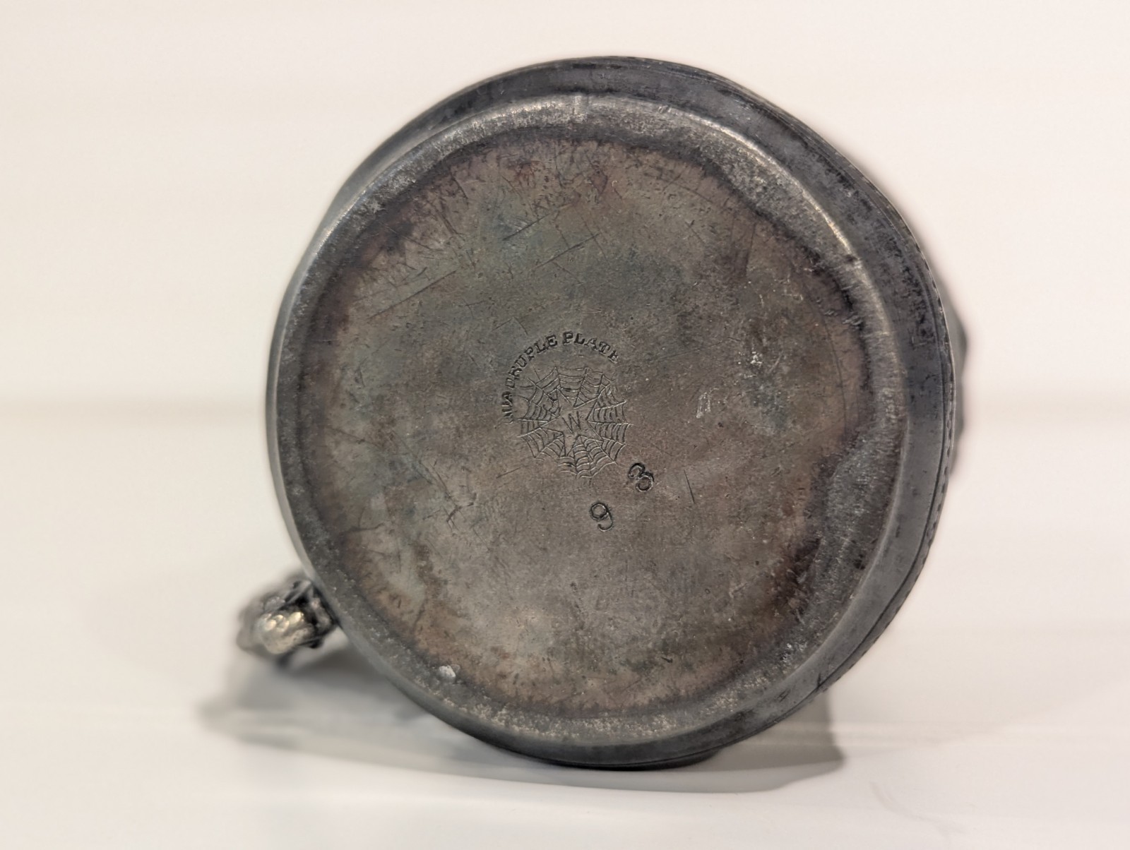 Antique E.G. Webster Silver Plate Baby Cup Tea Mug 1900s W Spiderweb Mark 93