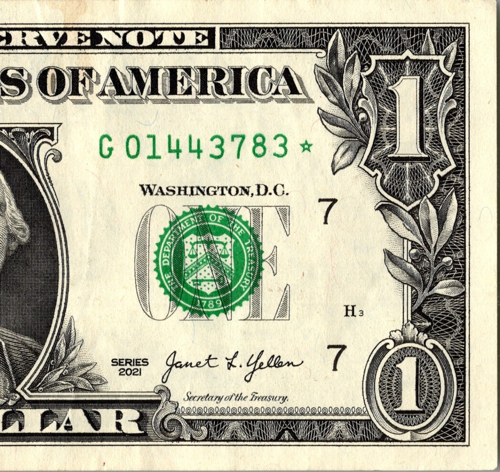 2021 G Star note 1 dollar bill Regular Run