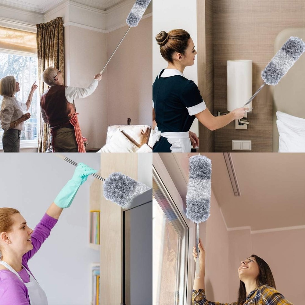 Microfiber Feather Duster Extendable Duster W/ 100 inches Extra Long Pole