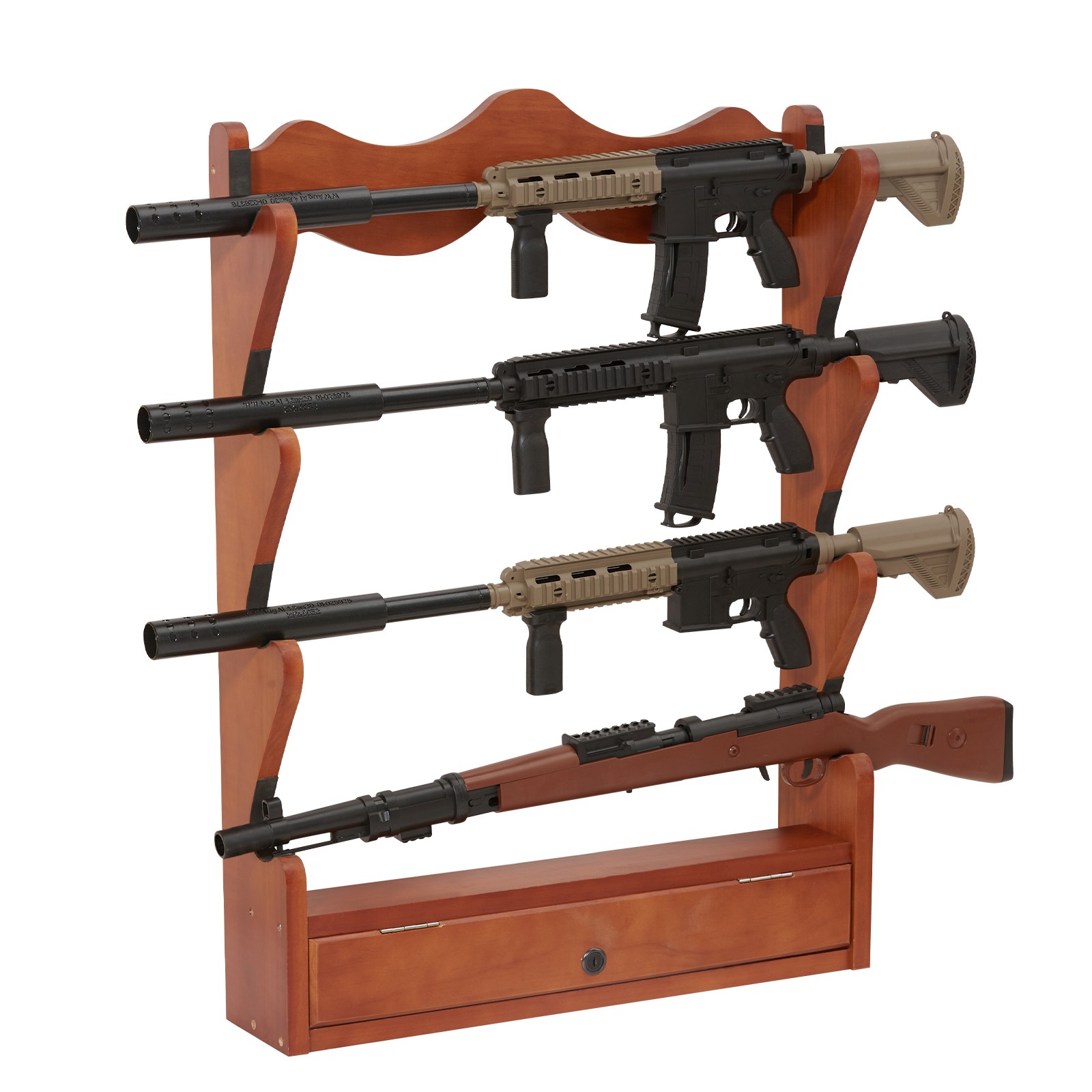Uimoso Gun Rack 4-Slot Wood Gun Rack Wall Mount Gun Display Rack holds 4 Rifles
