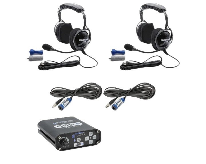 Rugged Radios RRP696PLUS 2 Place Offroad Intercom Kit Cables Headsets