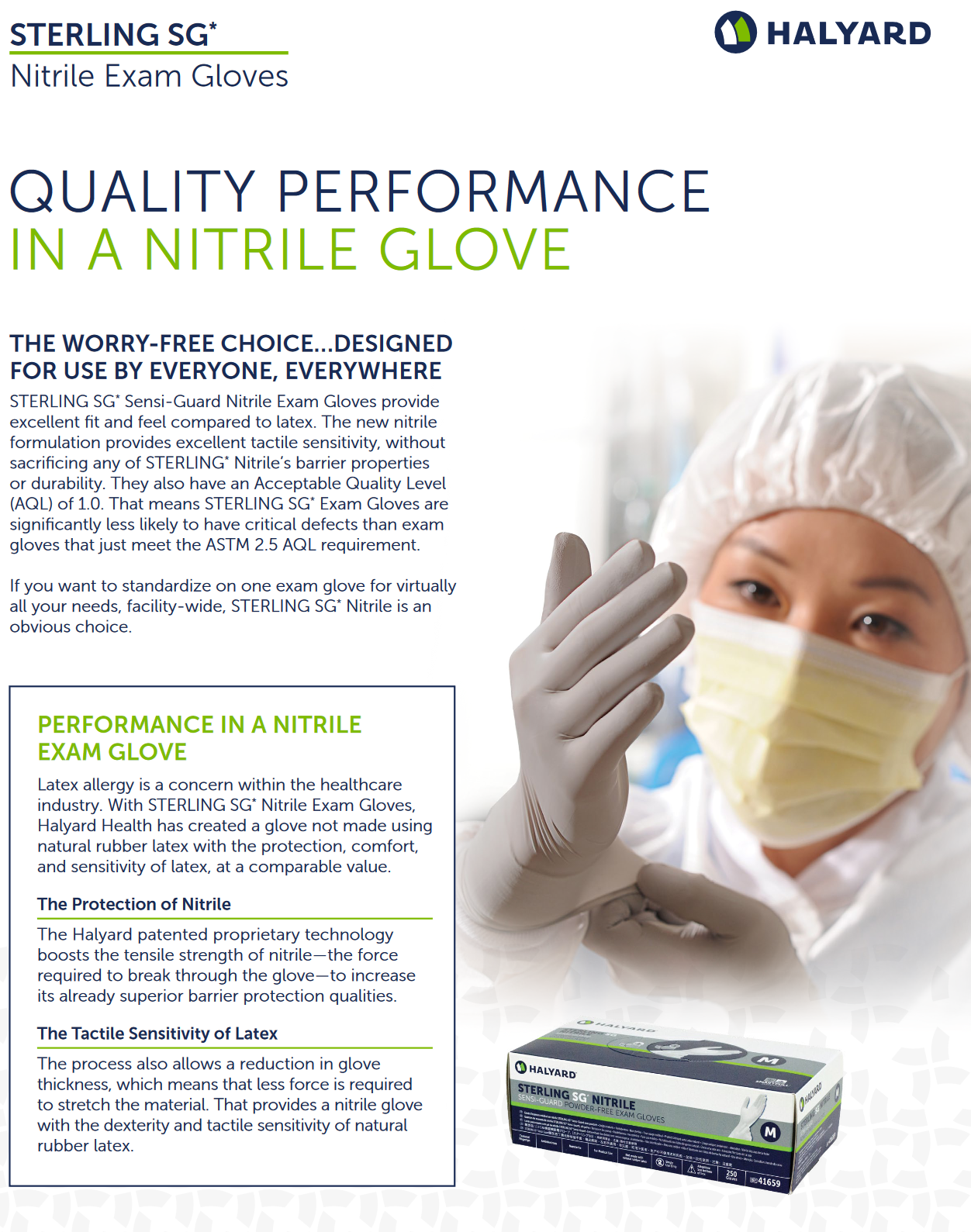 2500 HALYARD NITRILE STERLING SG EXAM GLOVES (1xCASE) (L/M/S powder & latex free