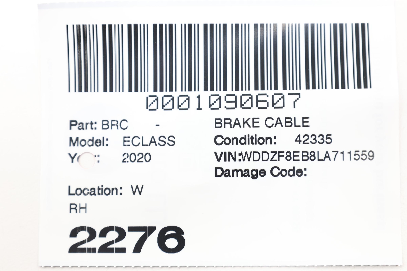 2020 - 2023 MERCEDES E350 W213 REAR RIGHT ABS SPEED SENSOR WIRE OEM A2135402805