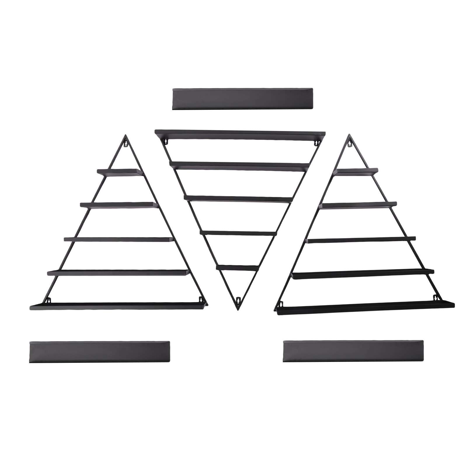 Black 5 Tiers Wall-Mount Metal Nail Polish Display Racks Floating Perfume Racks