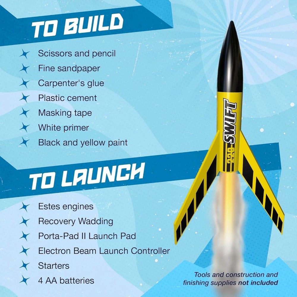 ⭐️ Estes 0810 Swift Rocket-Building Kit L1 Intermediate Mini Flying Model Kit ⭐