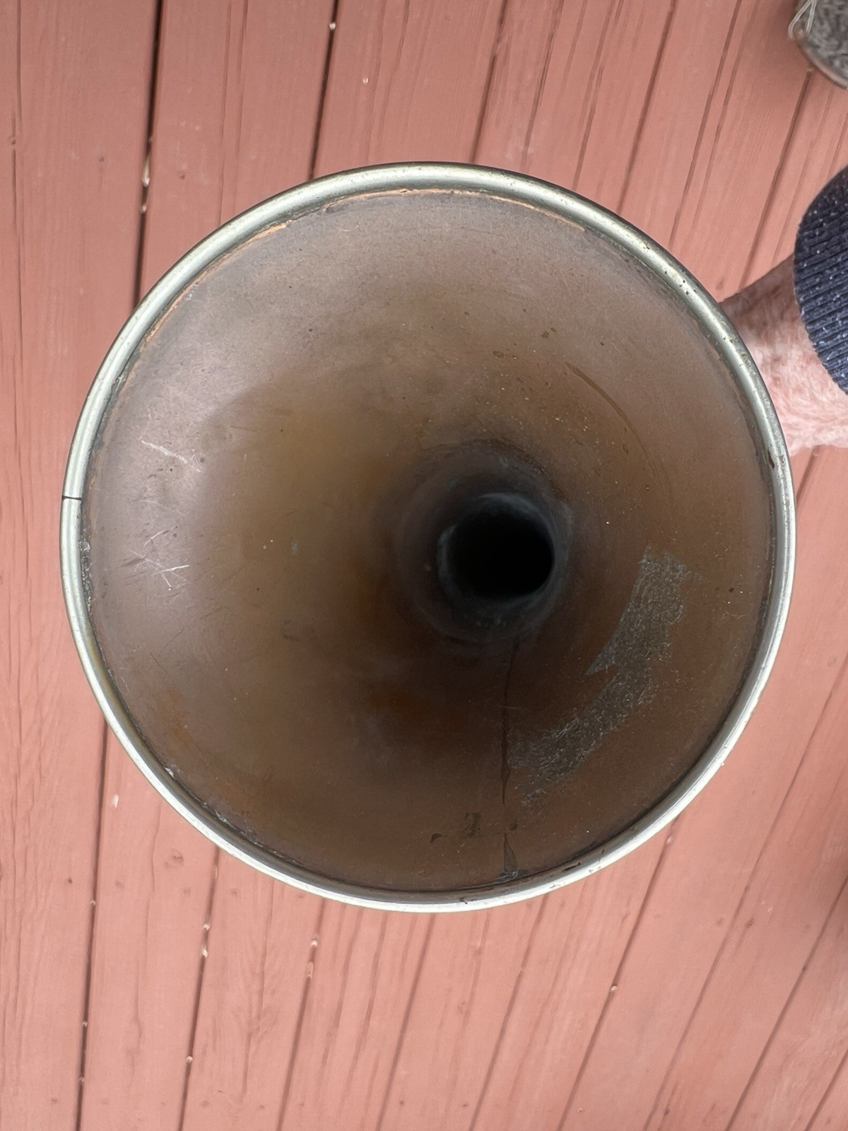 Signed George Potter Copper Brass Silver Long Fox Hunting Horn Wicker Sheath