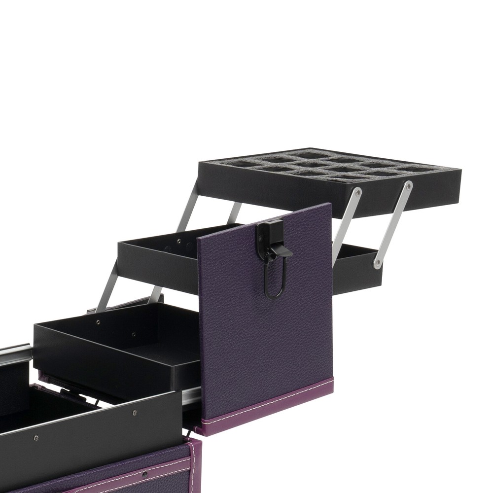 Makeup Train Case Professional Rolling Cosmetic Case with Mirror Travel Trolley