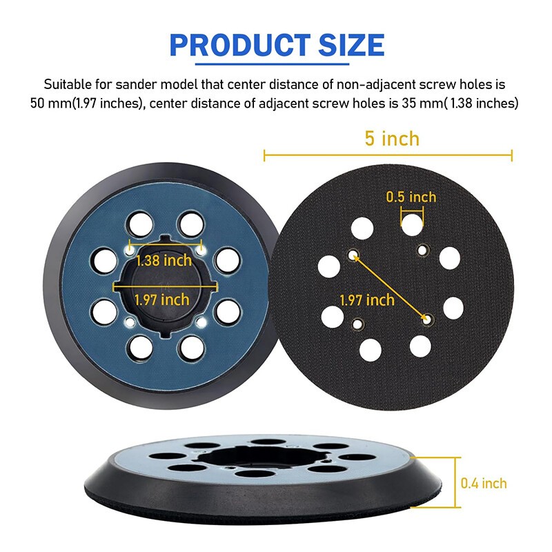 2 Pack 5" 4-Screw Orbital Sander Pad Replacement Hook Loop for DWE64233 N329079