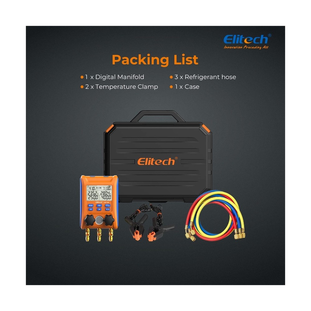Elitech Wireless Digital Manifold Gauge Set Data Logging Refrigerant HVAC Gau...