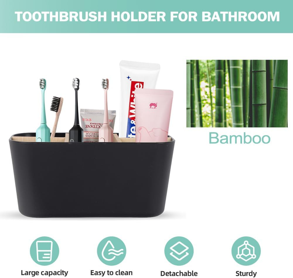 Toothbrush Holders for Bathrooms Bamboo Toothbrush and Toothpaste Holder Electri