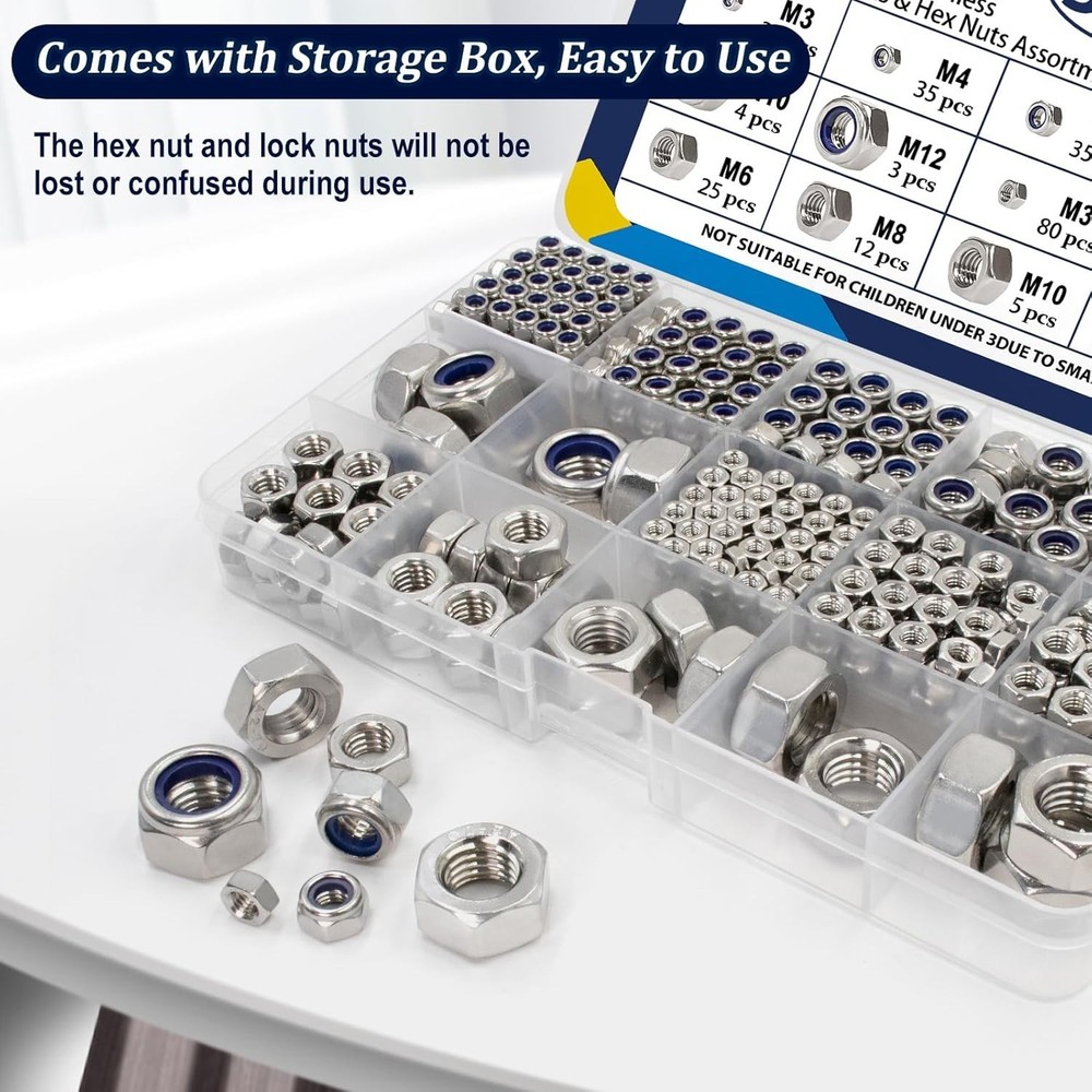 Versatile Nuts Assortment Kit, Stainless Steel