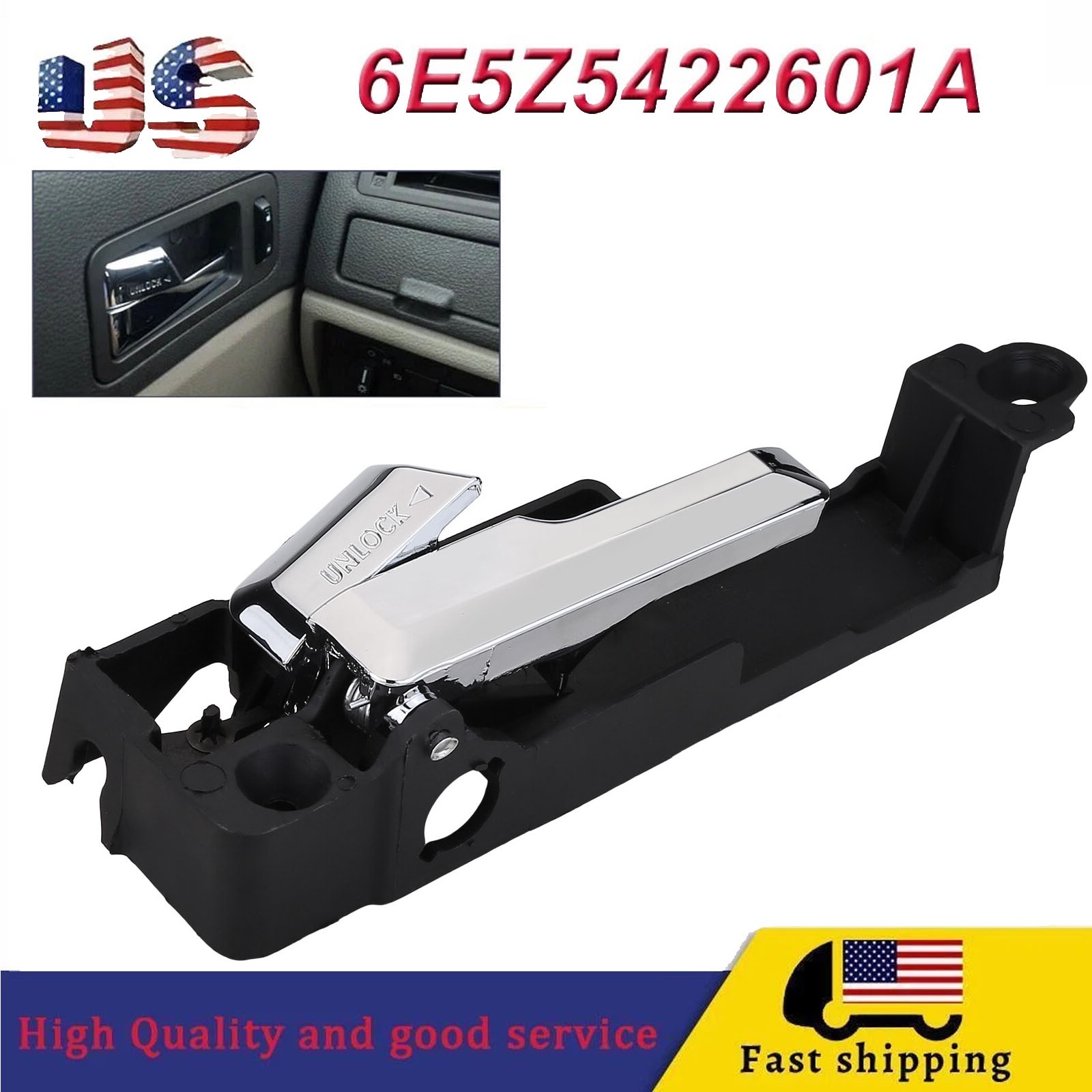 FRONT INNER INSIDE DOOR HANDLE CHROME LEFT DRIVER SIDE FOR FORD FUSION 2006-2012