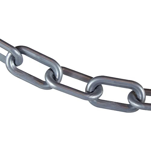 Plastic Barrier Chain, Silver, 2-Inch Link Diameter, 25-Foot Length