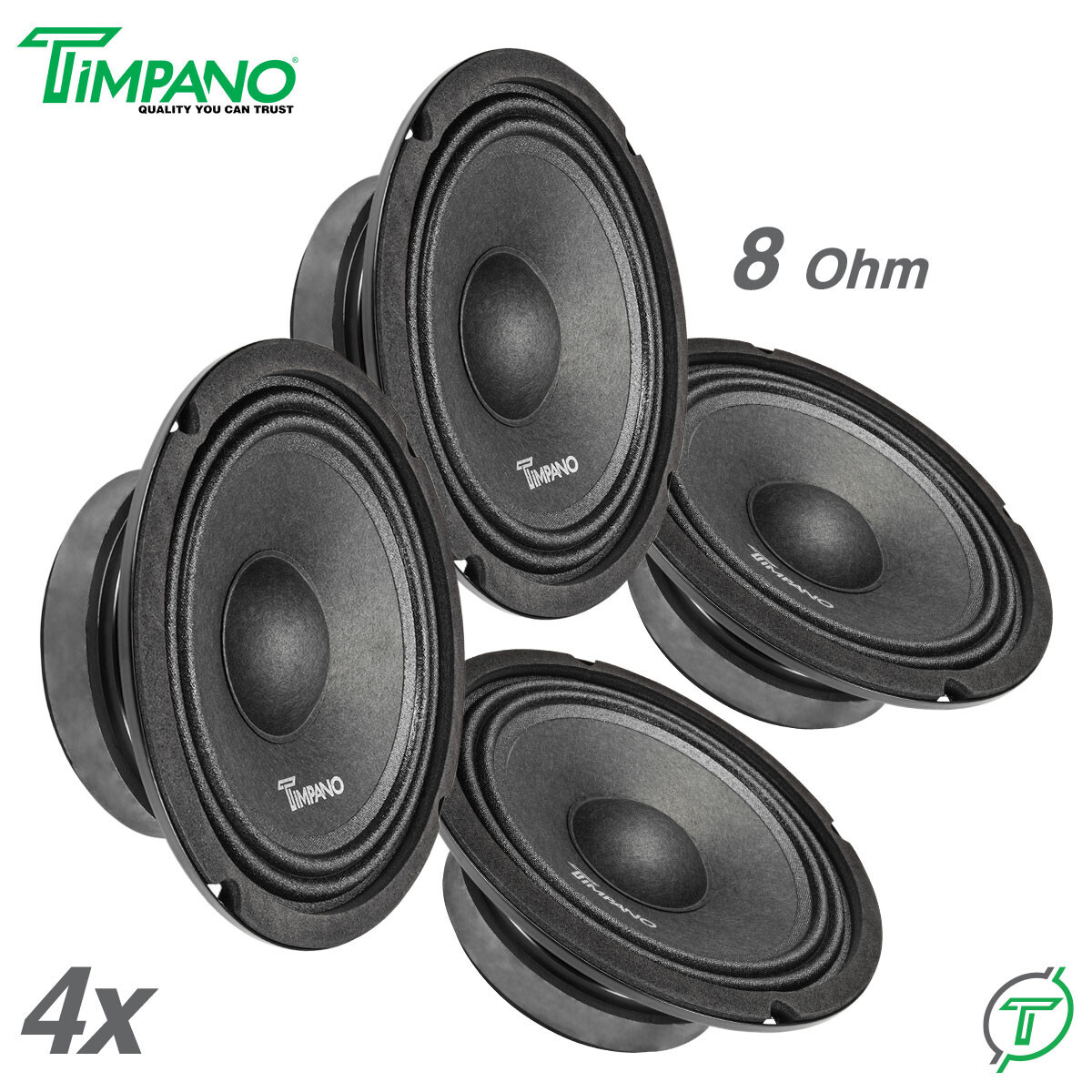 4x Timpano Shallow Mount 6.5" PRO Audio Speakers TPT-MB6-8 SLIM 8 Ohm 2400 Watts