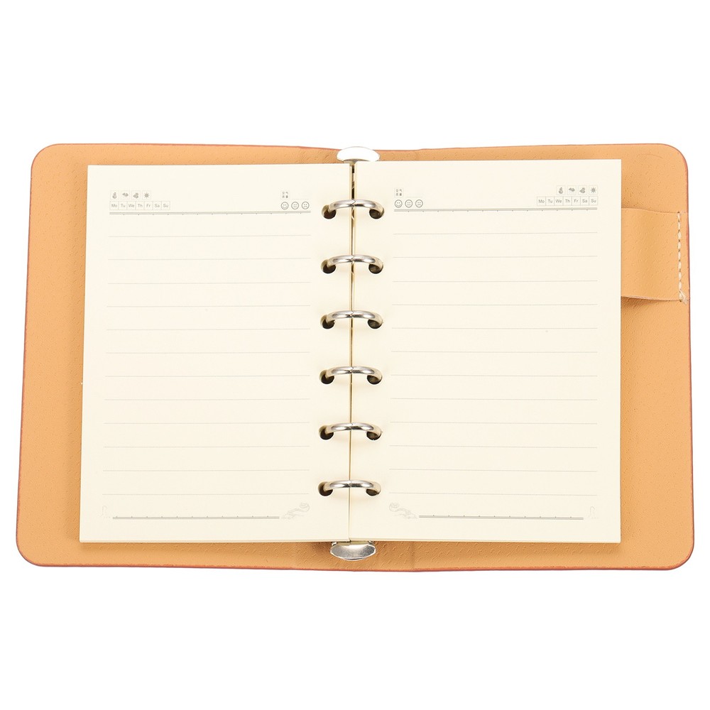6 Ring Binder Cover 2 Pack A7 Notebook Binder 50 Sheets Line Paper, Orange