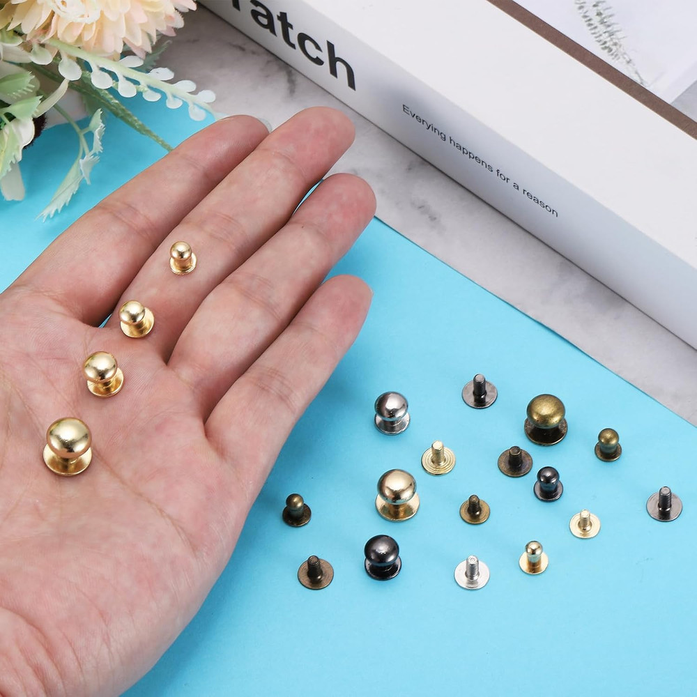 5Mm Ball Head Stud Rivets Screw Back, 100Pack round Head Button Nipple Rivet for