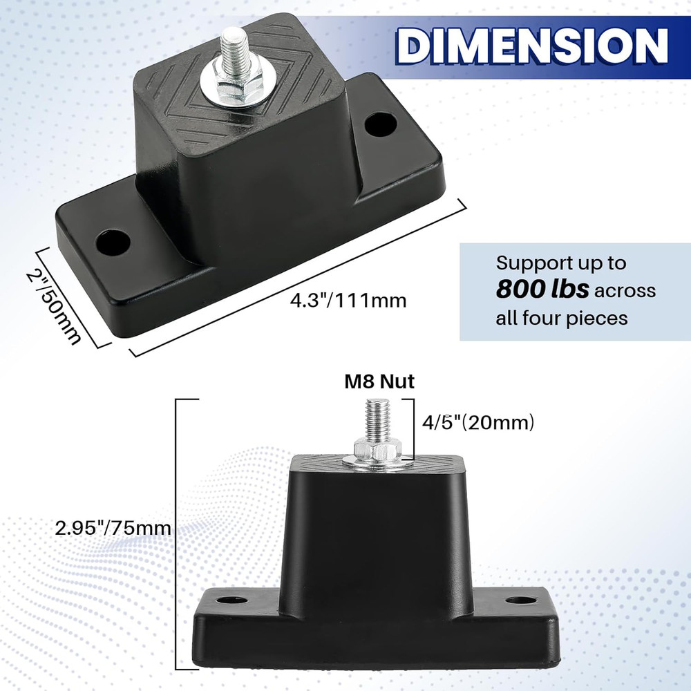 4 Pack Rubber Vibration Isolator Mounting Bracket, Anti-Vibration Rubber Isolato