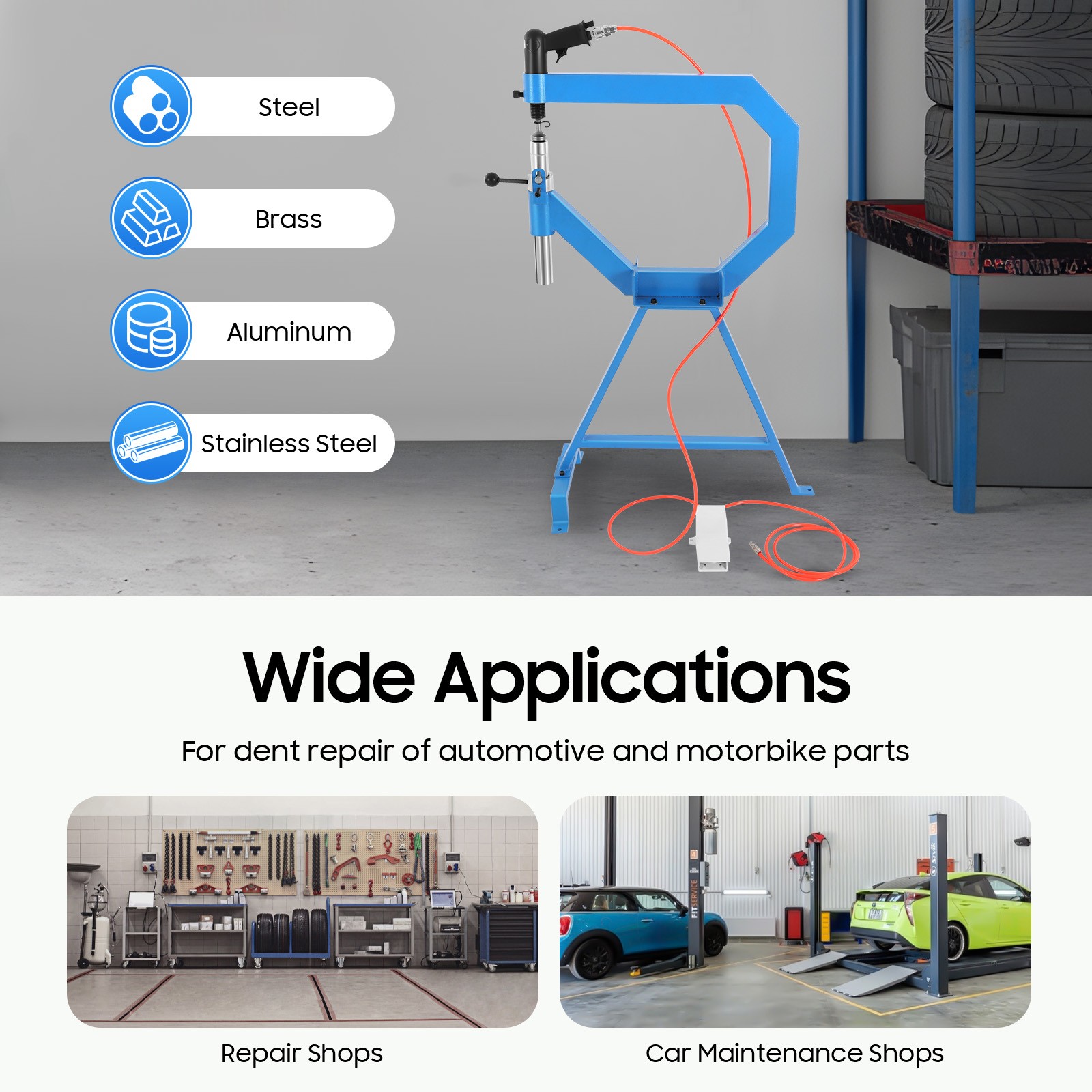 Industrial Pneumatic Planishing Hammer with Stand, Pedal & 1-3" Anvils