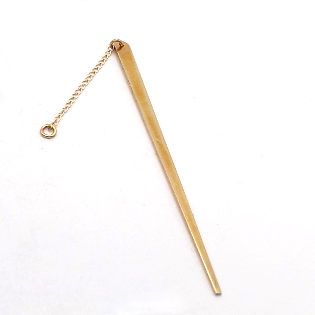 Solid 14k Yellow Gold Toothpick Charm Pendant Chatelaine Vintage 2in