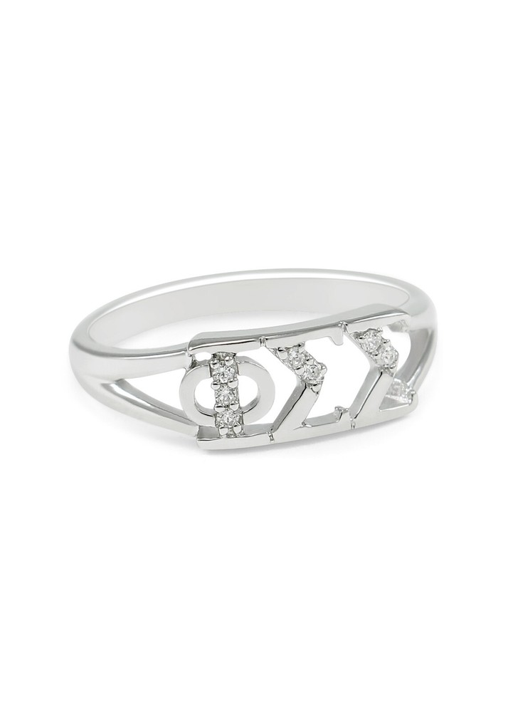 Phi Sigma Sigma Sterling silver ring with CZ's