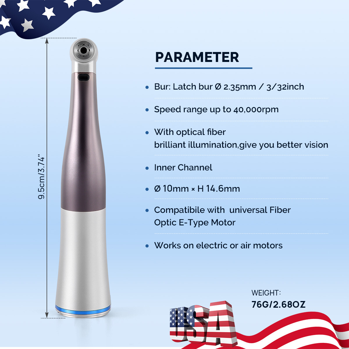 Pieza De Mano Dental Baja Velocidad 1:1 Led odontología Contra Angulo Tipo