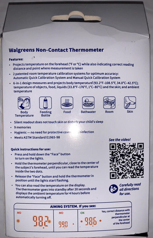2 Walgreens Temperature Projecting Non-Contact Thermometer Immediate Reading NIB